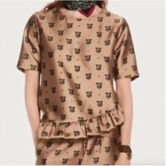 Scotch and Soda Stargazer Cougar Print Ruffle Top - Picture 2 of 6